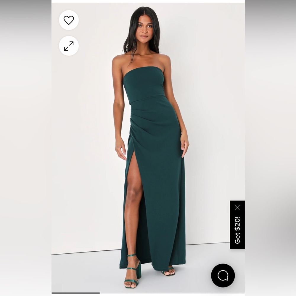 lulus Foxy Emerald Green Strapless Maxi Dress